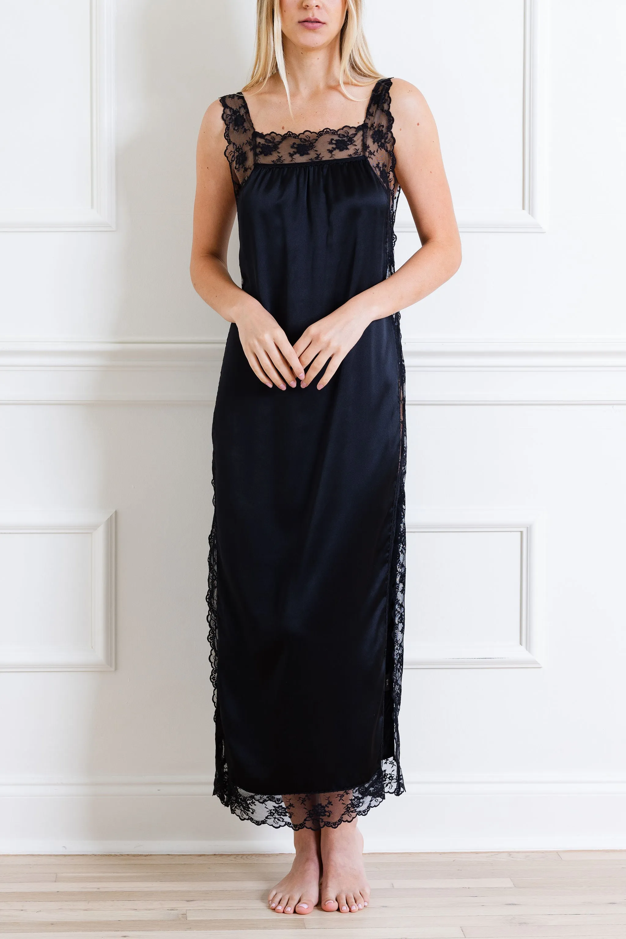 Aries Square Neck Lace Slip Dress
