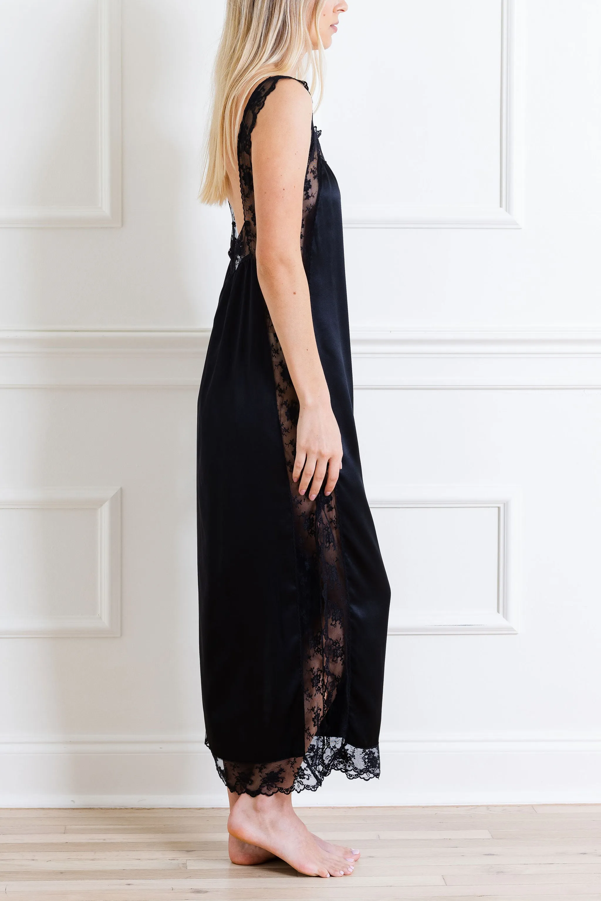 Aries Square Neck Lace Slip Dress