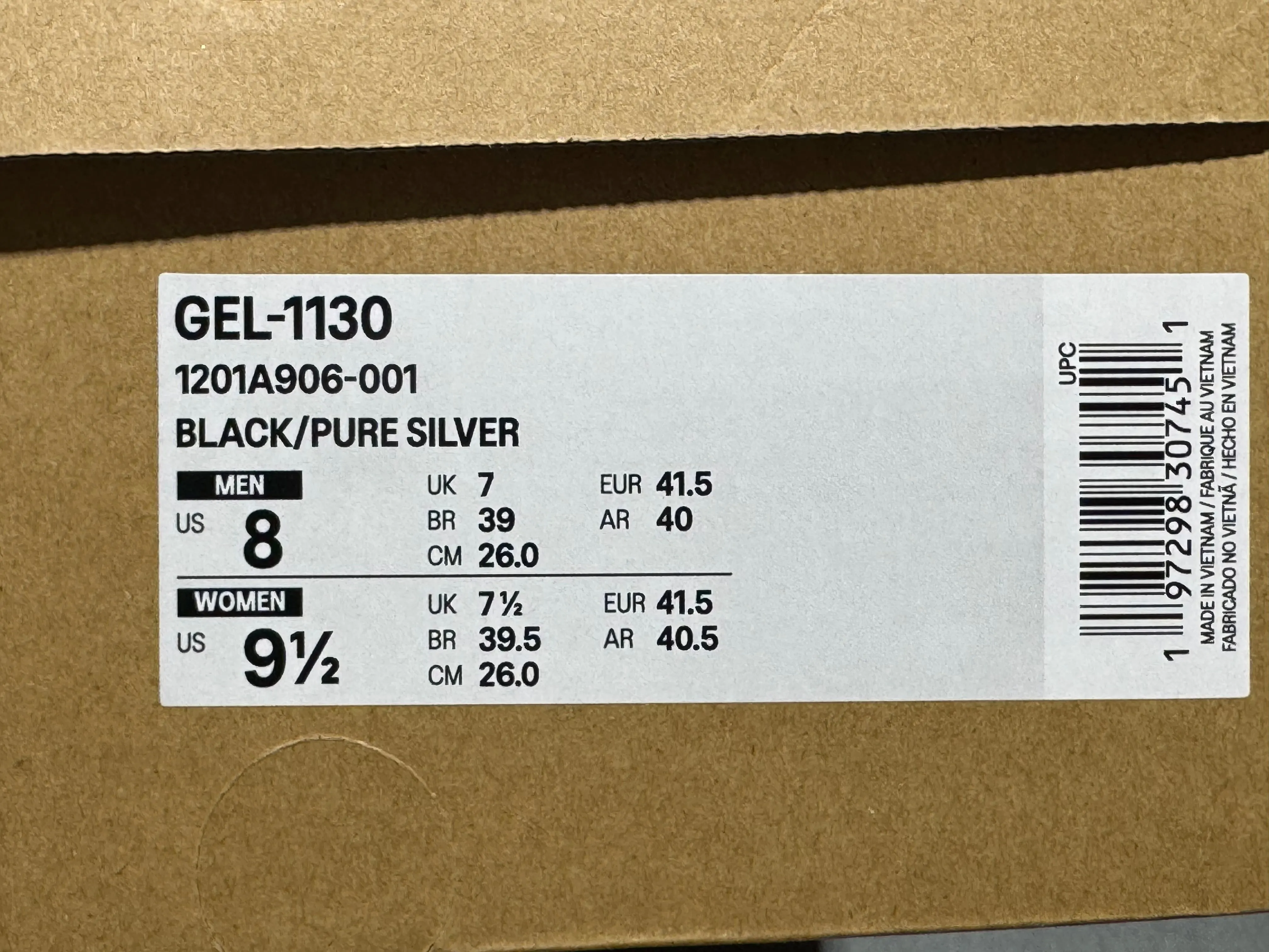 Asics Gel 1130 - Black/Pure Silver