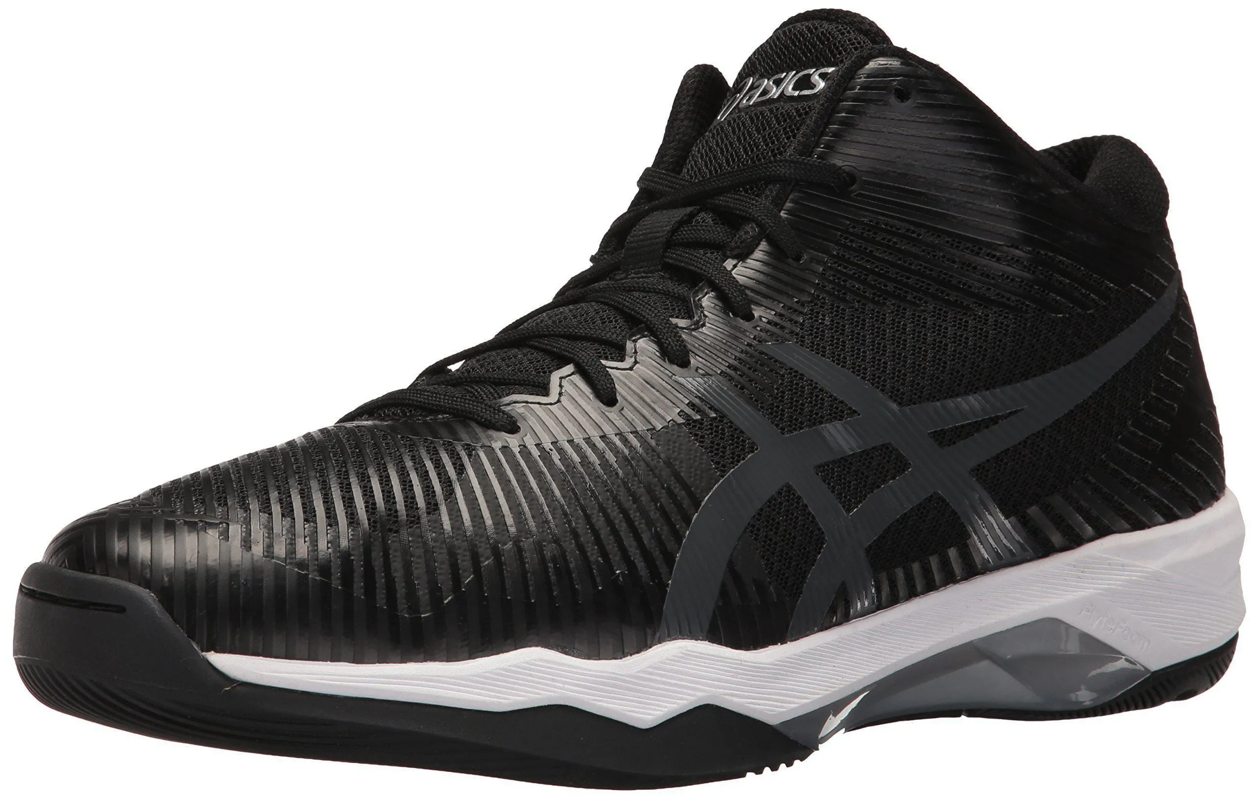 ASICS Mens Volley Elite FF MT Volleyball Shoe, Black/Dark Grey/White, 10.5 Medium US
