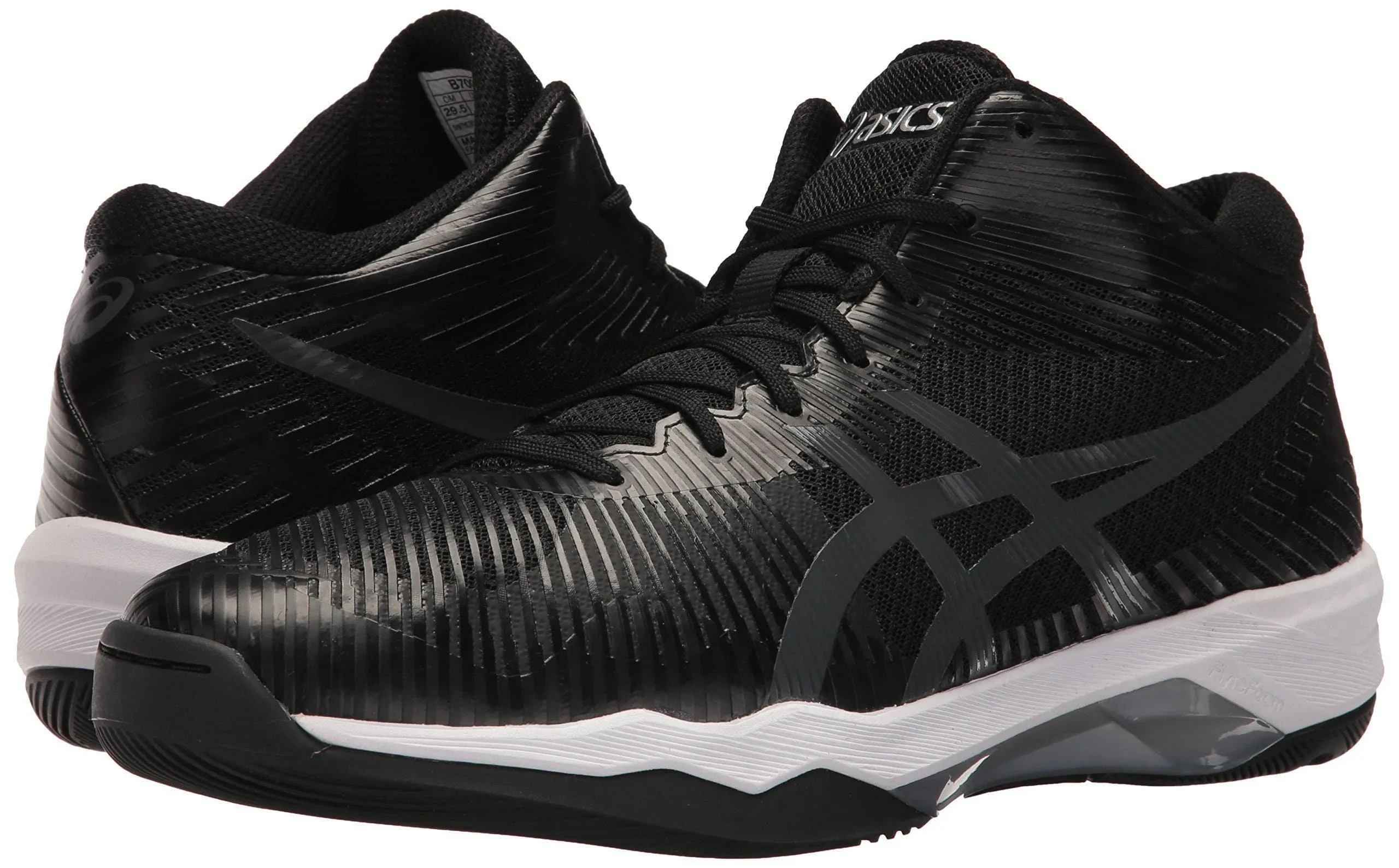 ASICS Mens Volley Elite FF MT Volleyball Shoe, Black/Dark Grey/White, 10.5 Medium US