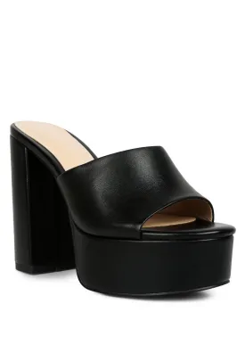 Black Shuri Open Toe High Block Heel Sandals