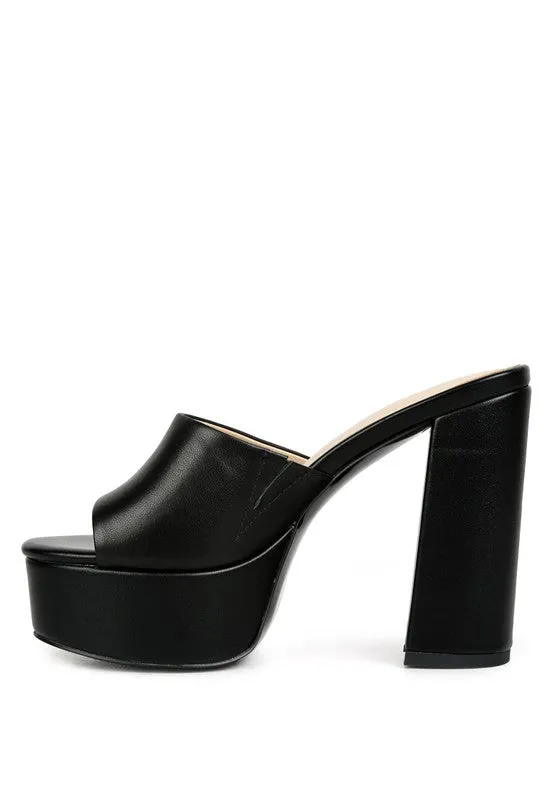 Black Shuri Open Toe High Block Heel Sandals