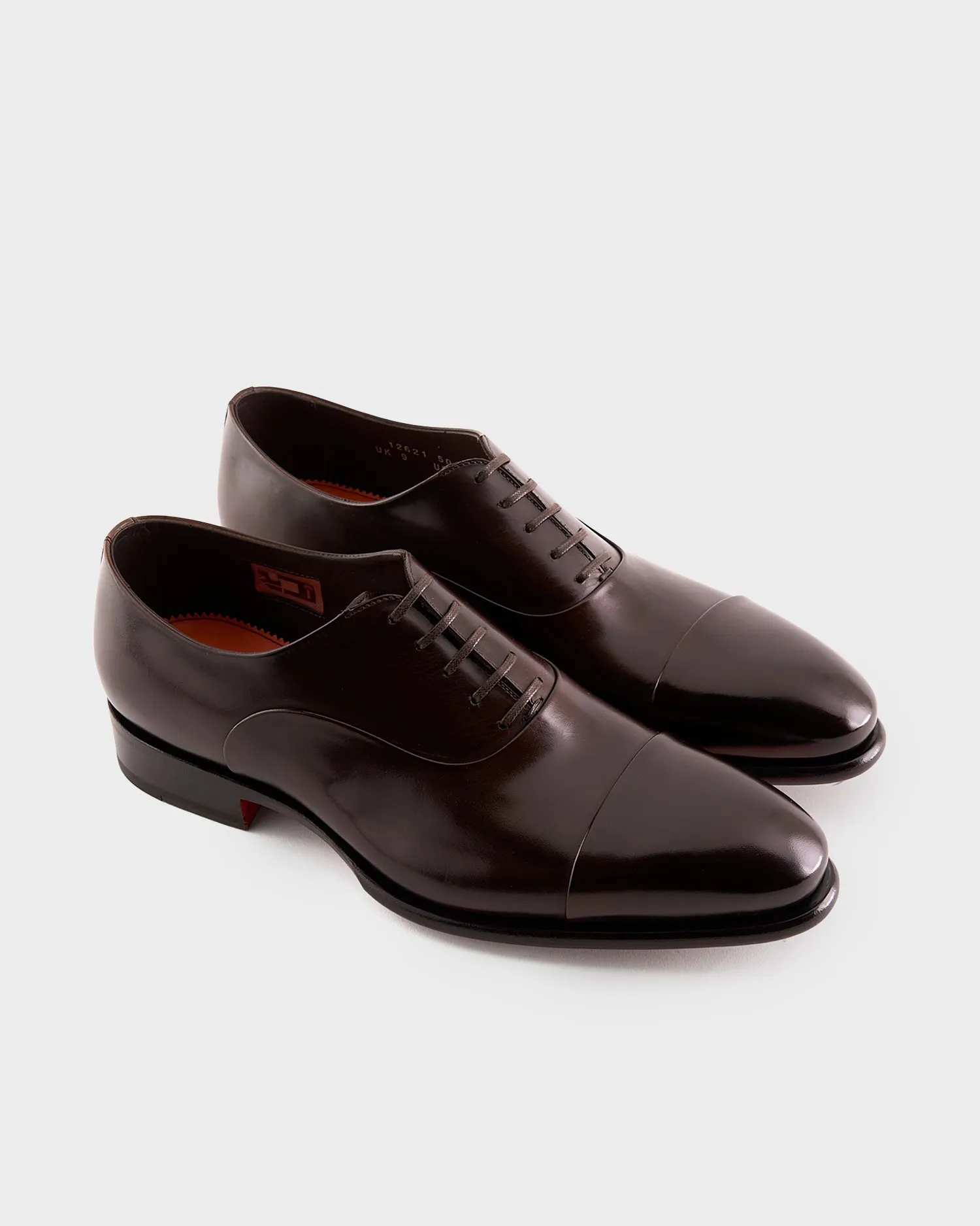 Brown Polished Oxford Toe Shoes