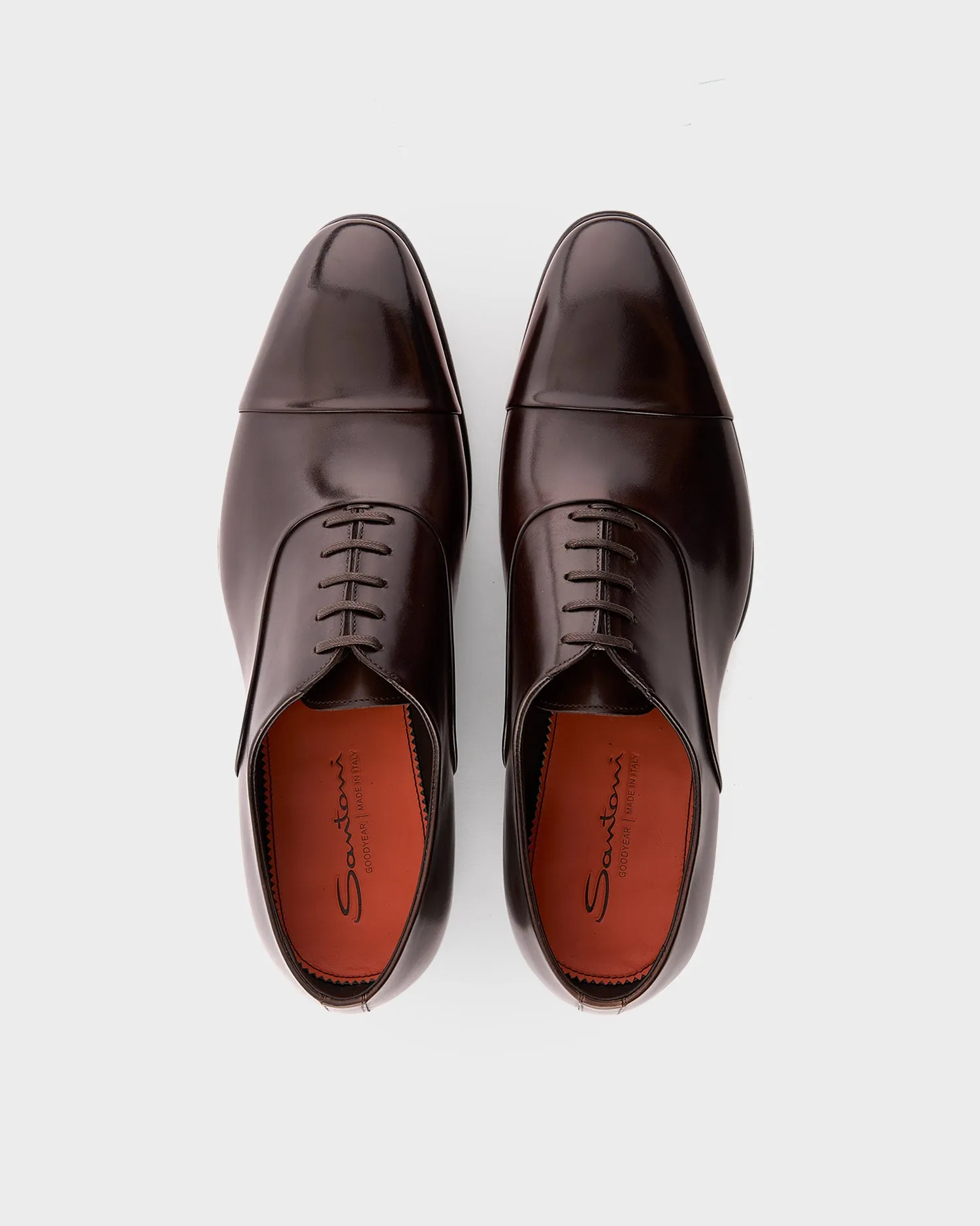 Brown Polished Oxford Toe Shoes