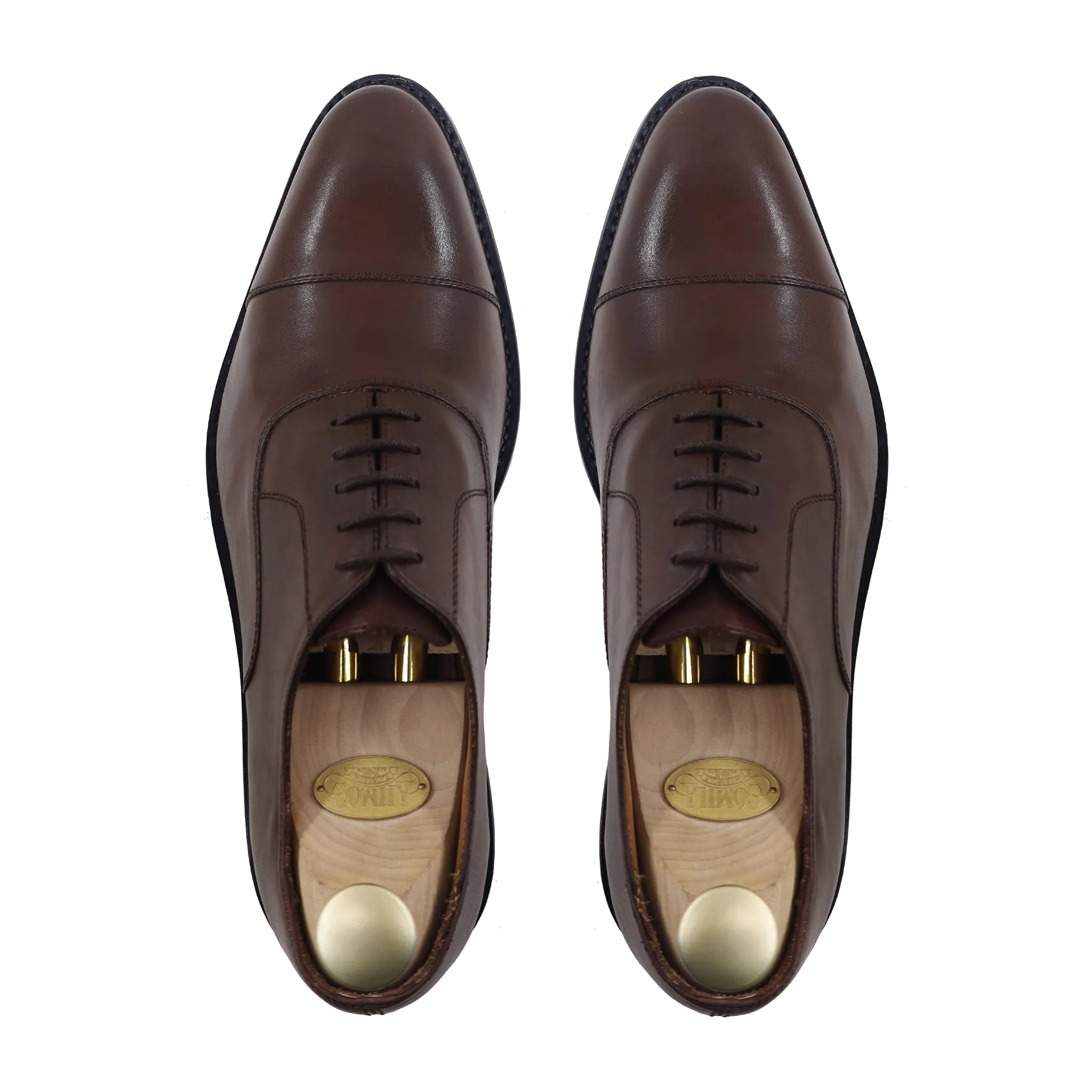 Ezio - Men's Dark Brown Calf Leather Oxford Shoe
