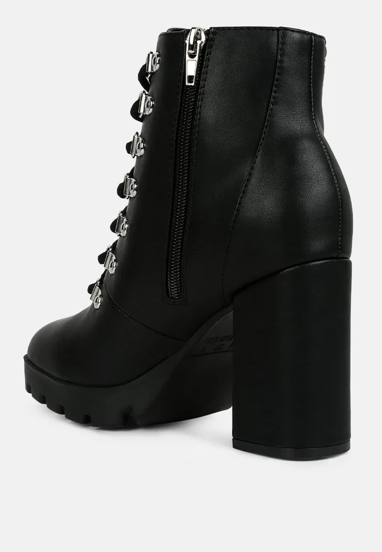 hamiltons lace up block heel boots