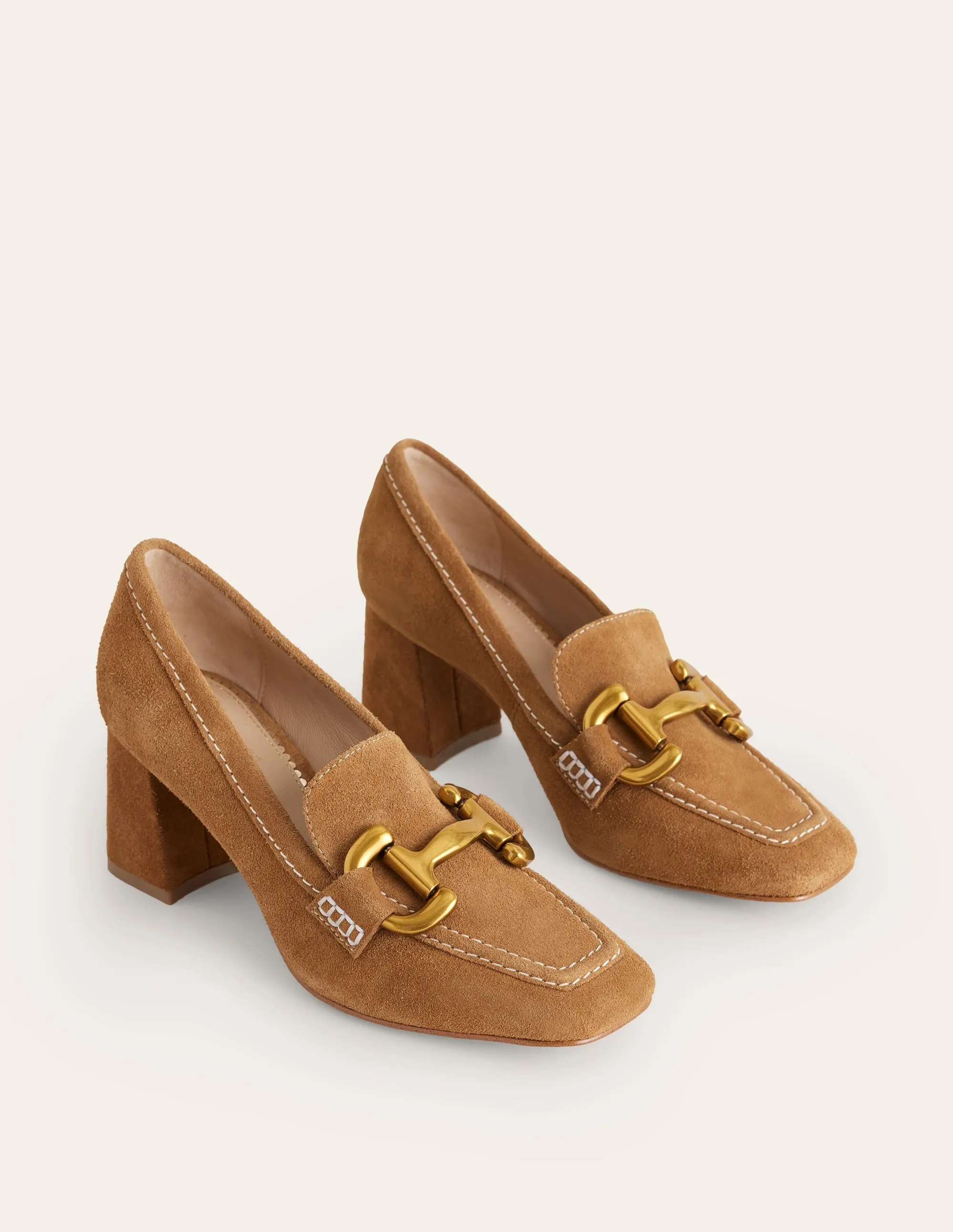 Iris Snaffle Heeled Loafers-Tan