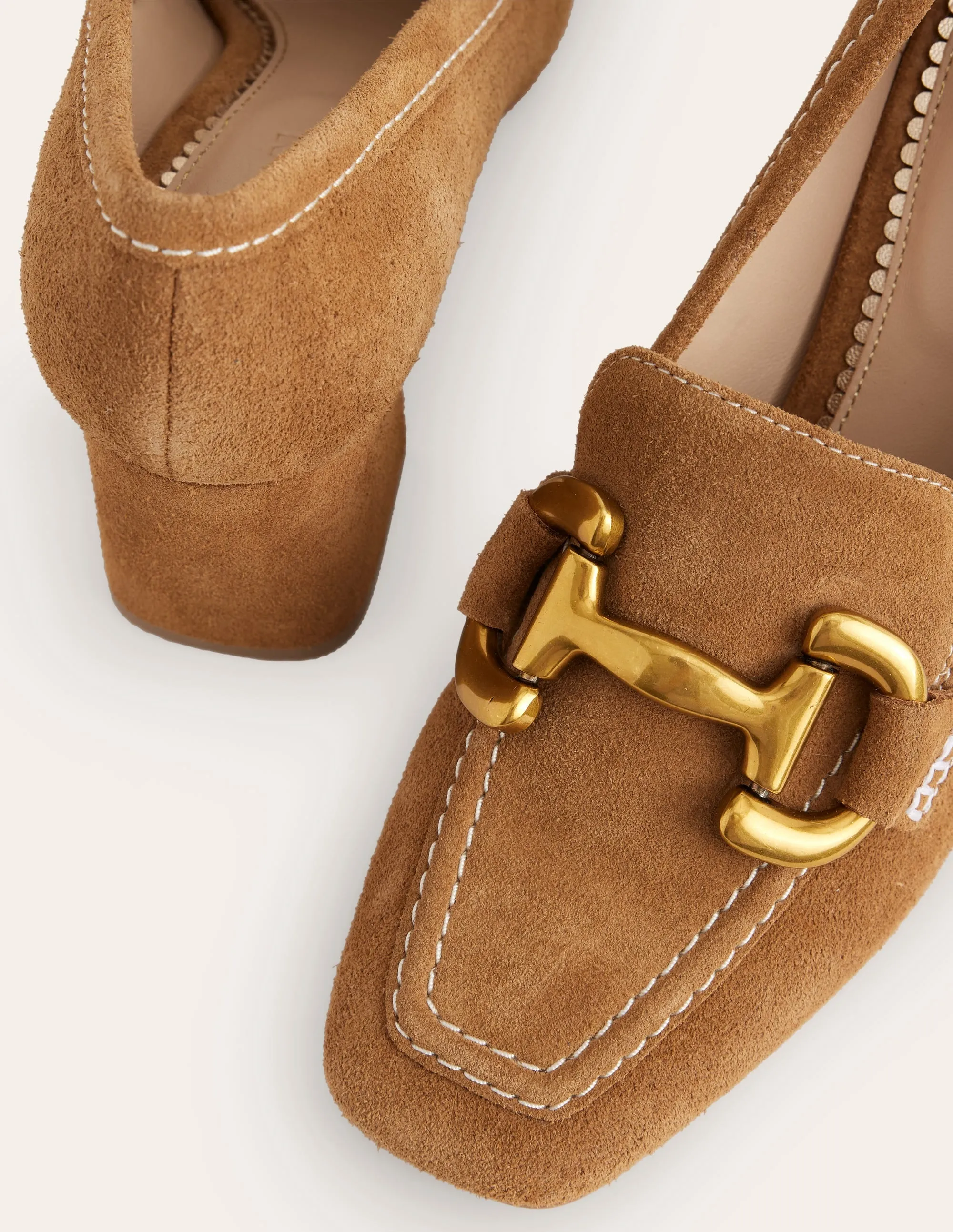 Iris Snaffle Heeled Loafers-Tan