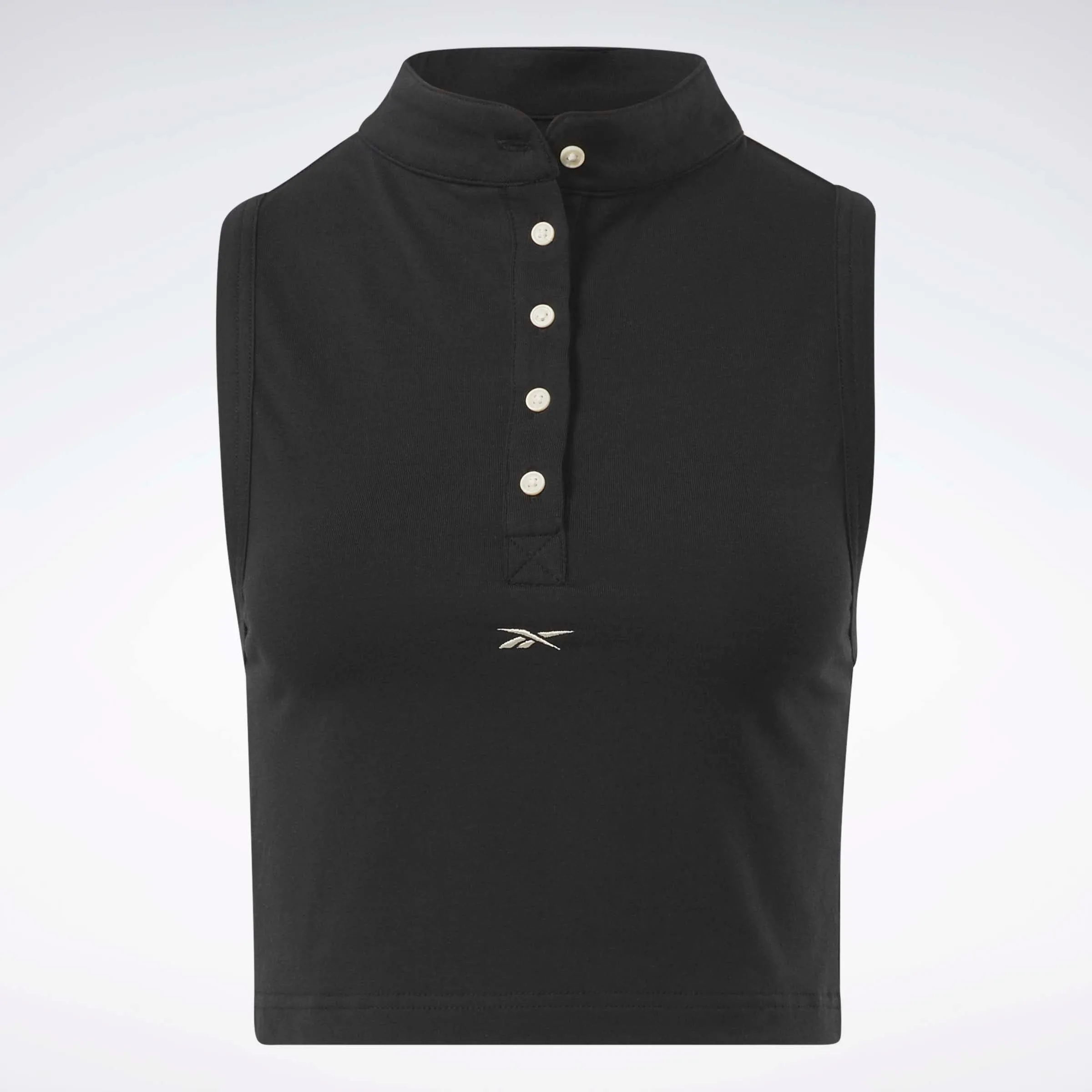Reebok Classics Cropped Fitted Jersey Tank Top Black