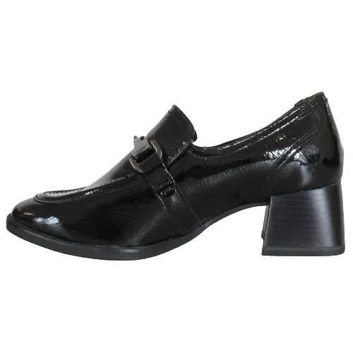 Tamaris Block Heeled Loafers - 24434-41 - Black Patent